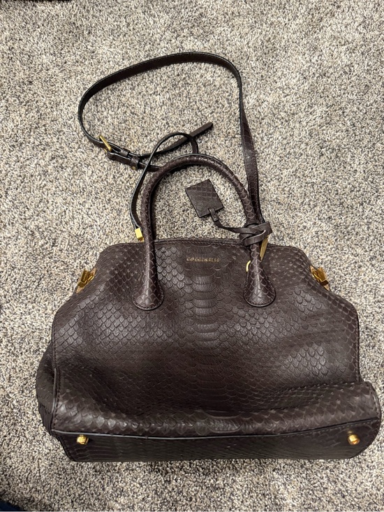 Coccinelle Handbags - coccinelle Snakeskin-embossed leather shoulder bag EUC